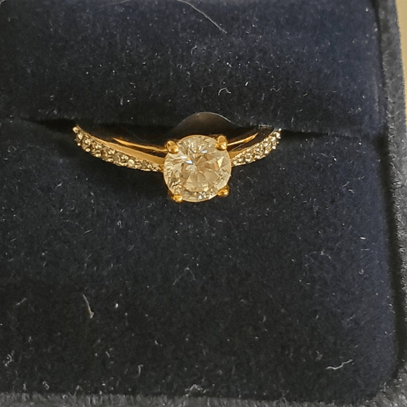 Danbury Mint Diamonisse Ring Gold Plate Women's Size 7 In Original Box - Picture 8 of 13